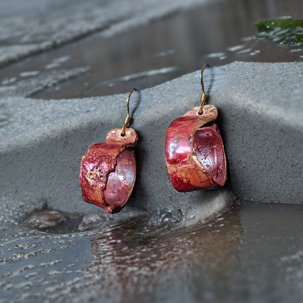 Boucles d'oreilles cuivre rondes.