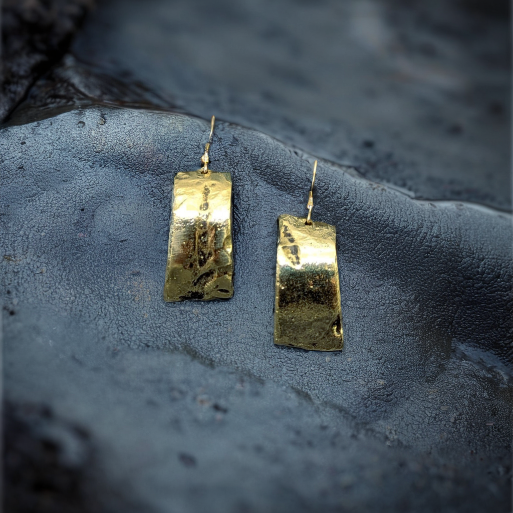 Boucles d'oreilles en laiton "bark" (Lt_67_02)