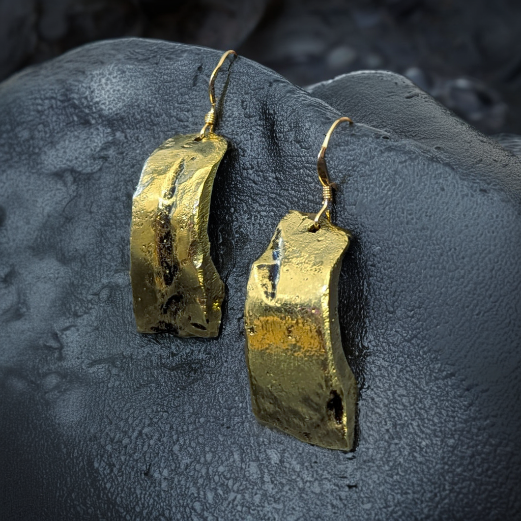 Boucles d'oreilles en laiton "bark" (Lt_67_02)