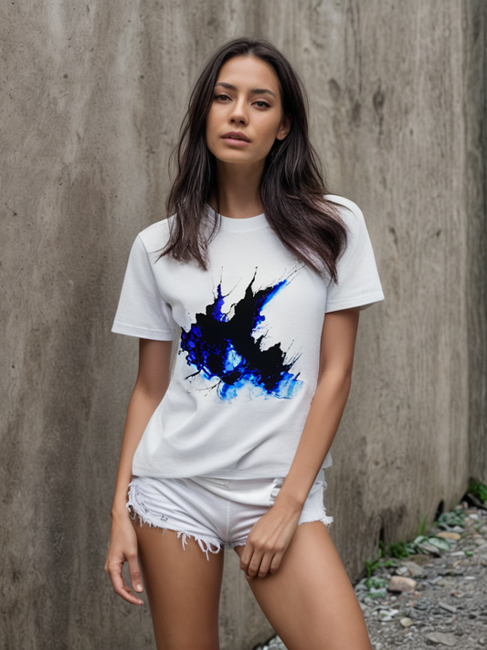 T-shirt femme en coton biologique "Gutai 04 BLUE"