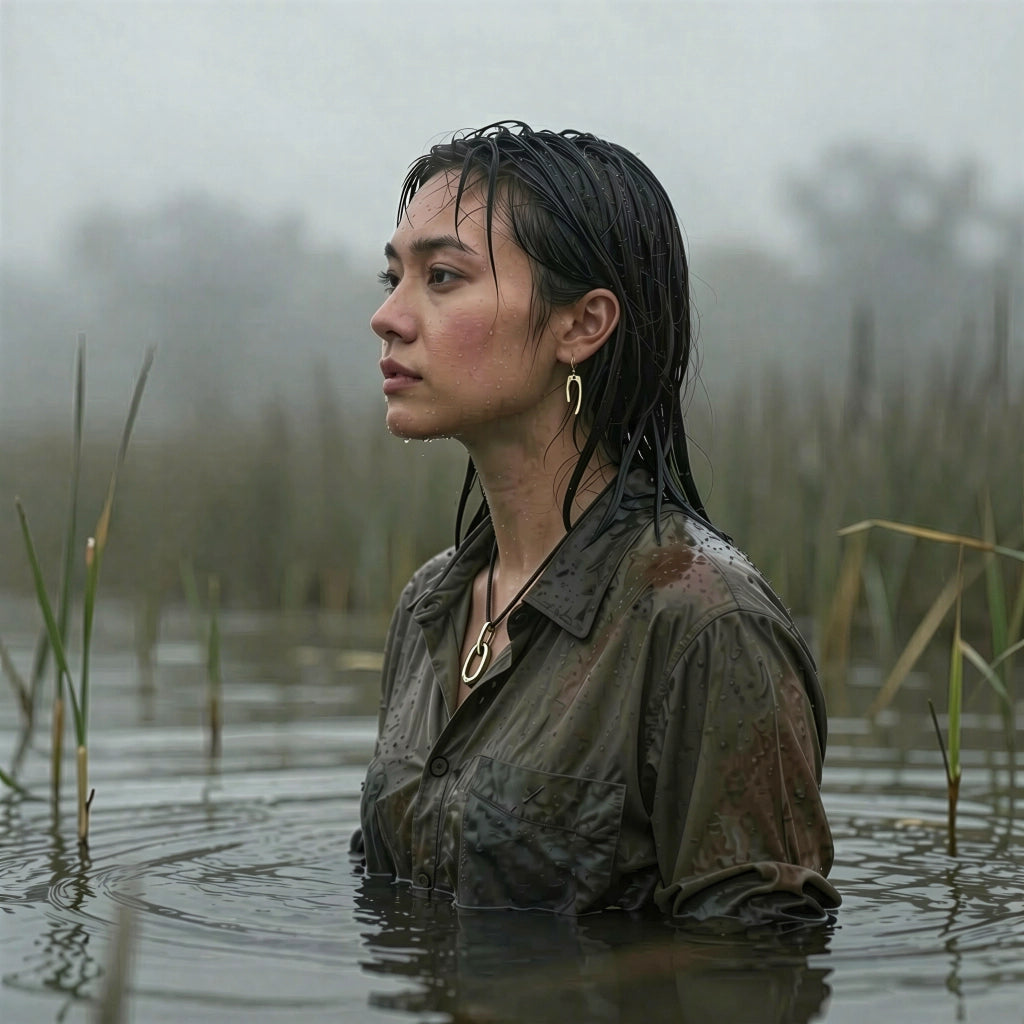 Découvrez le pendentif et les boucles d'oreilles Links en laiton massif. Un design de maillon brut et texturé, façonné à la main en Corse par Fabien Martinet. L'élégance solaire.