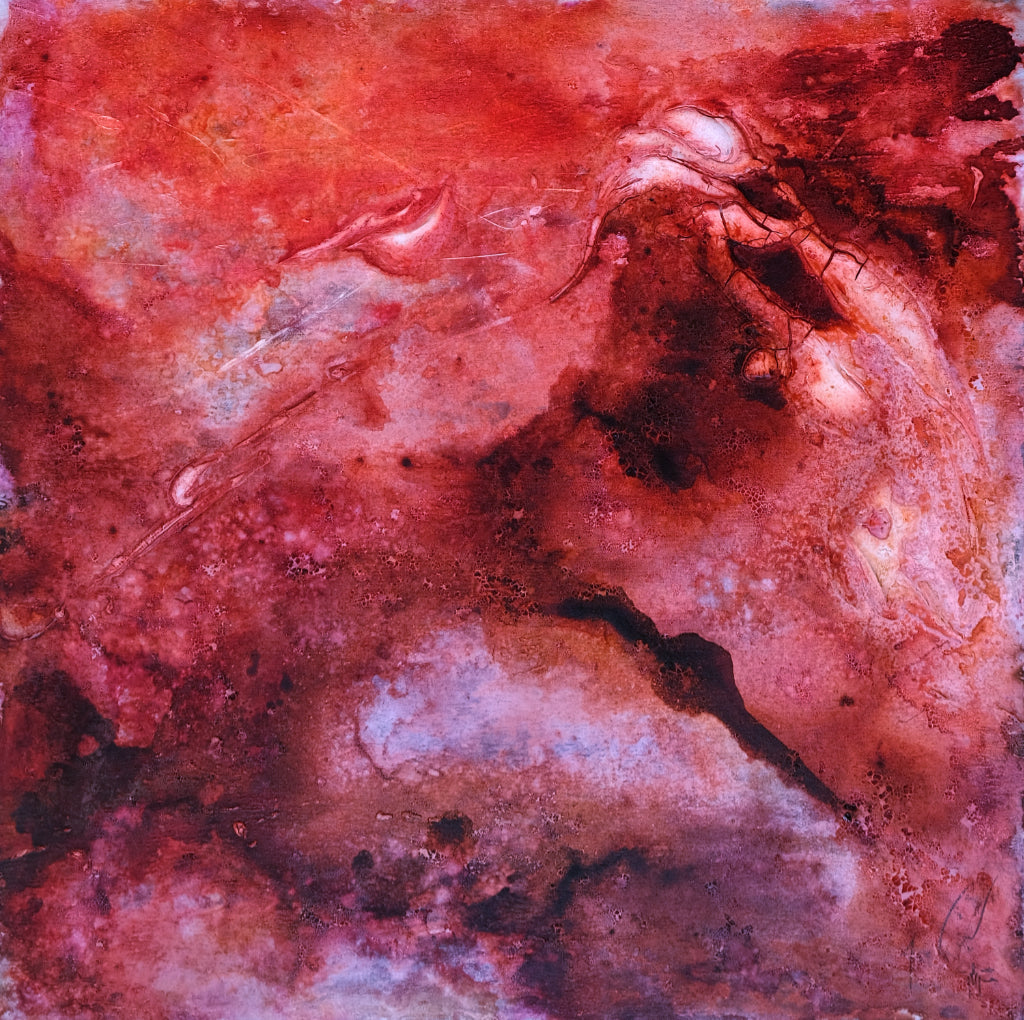 Peinture abstraite. Technique mixte sur toile.