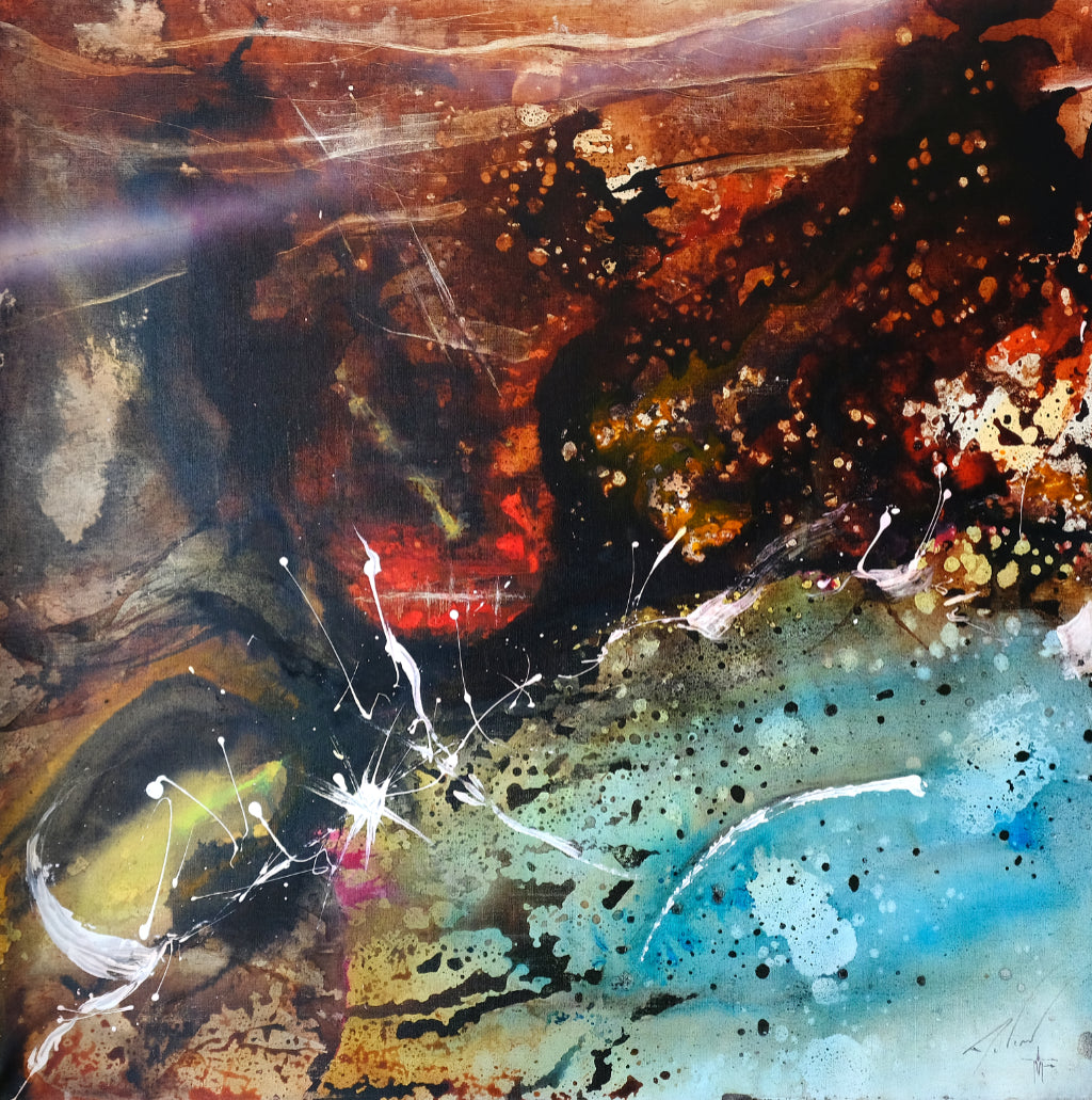 Peinture abstraite. Technique mixte sur toile.